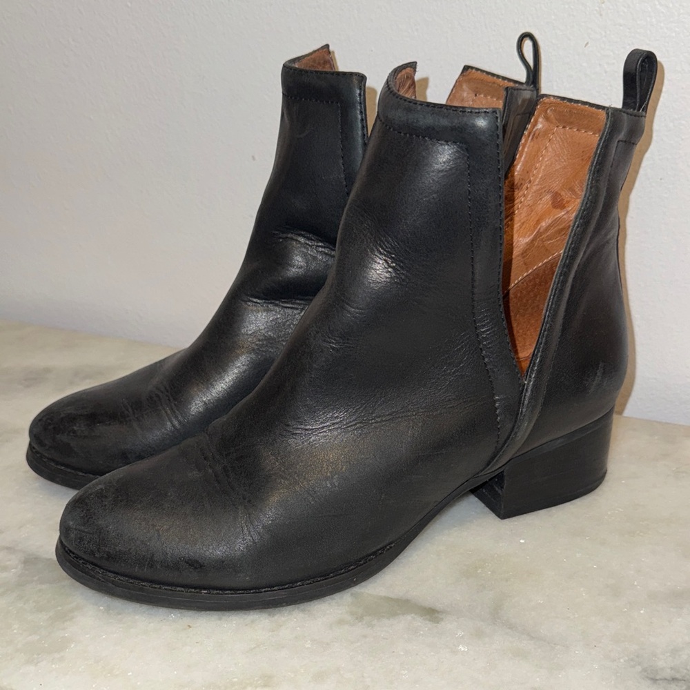 Jeffrey Campbell Black Leather Ankle Booties
